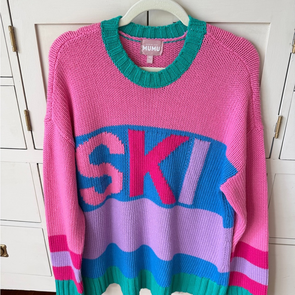 Pink and Blue Women's Sweater